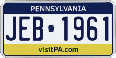 PA license plate JEB1961
