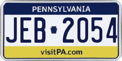 PA license plate JEB2054