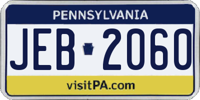 PA license plate JEB2060