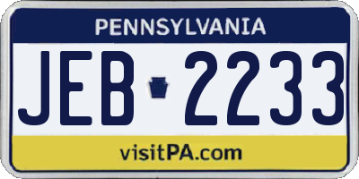 PA license plate JEB2233