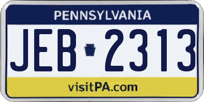PA license plate JEB2313