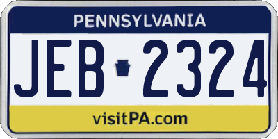PA license plate JEB2324