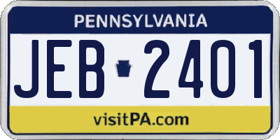 PA license plate JEB2401