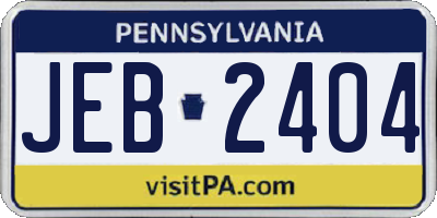 PA license plate JEB2404