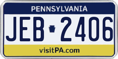 PA license plate JEB2406