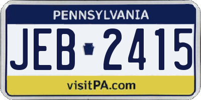 PA license plate JEB2415