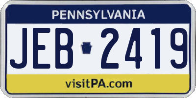 PA license plate JEB2419