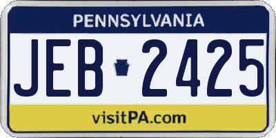 PA license plate JEB2425