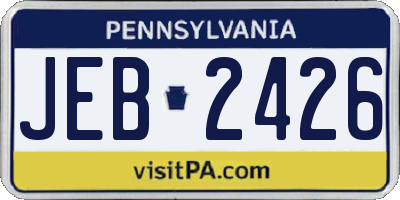 PA license plate JEB2426