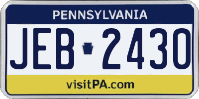 PA license plate JEB2430