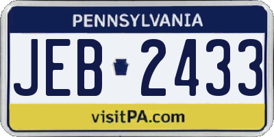 PA license plate JEB2433