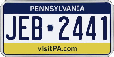 PA license plate JEB2441