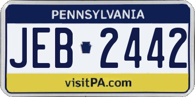 PA license plate JEB2442