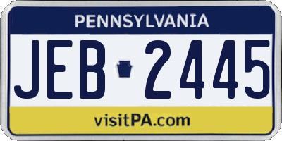 PA license plate JEB2445