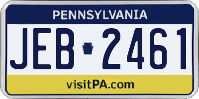 PA license plate JEB2461