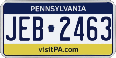 PA license plate JEB2463