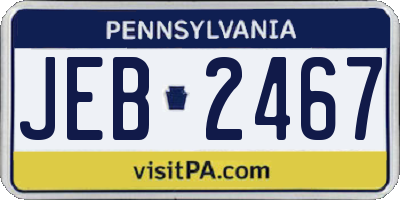 PA license plate JEB2467