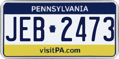 PA license plate JEB2473