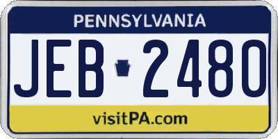 PA license plate JEB2480