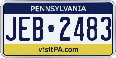 PA license plate JEB2483