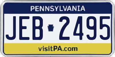 PA license plate JEB2495