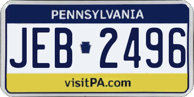 PA license plate JEB2496