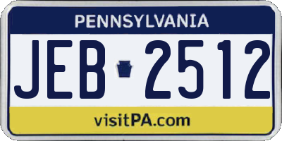 PA license plate JEB2512