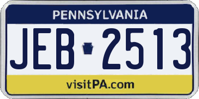 PA license plate JEB2513