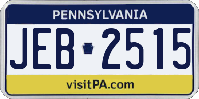 PA license plate JEB2515