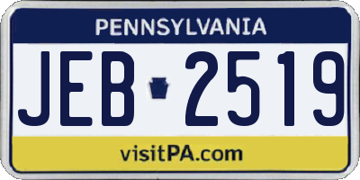 PA license plate JEB2519