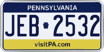 PA license plate JEB2532