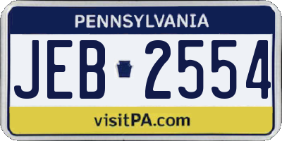 PA license plate JEB2554