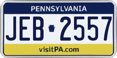PA license plate JEB2557