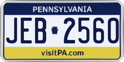 PA license plate JEB2560