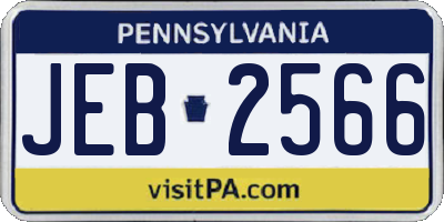 PA license plate JEB2566