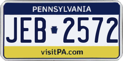 PA license plate JEB2572