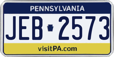 PA license plate JEB2573