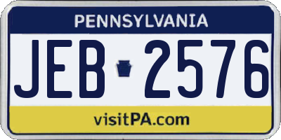 PA license plate JEB2576