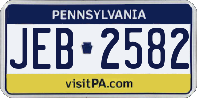 PA license plate JEB2582