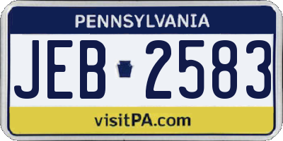 PA license plate JEB2583