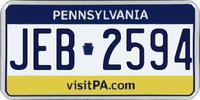 PA license plate JEB2594