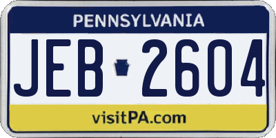 PA license plate JEB2604