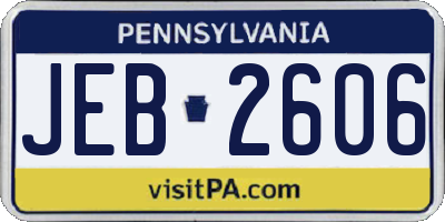PA license plate JEB2606