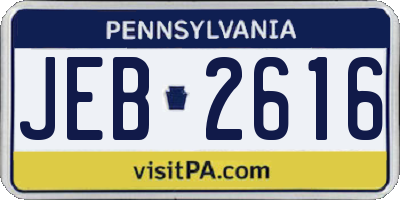 PA license plate JEB2616