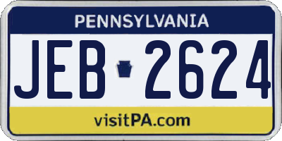 PA license plate JEB2624