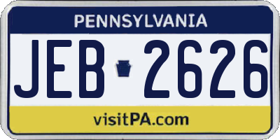 PA license plate JEB2626