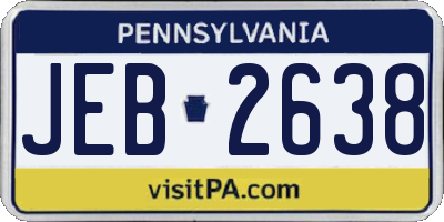 PA license plate JEB2638