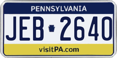 PA license plate JEB2640