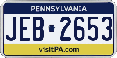 PA license plate JEB2653