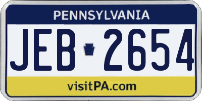 PA license plate JEB2654
